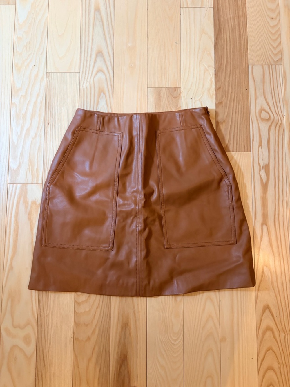 Women’s H&M Faux Leather Pocket Mini Skirt - Brown